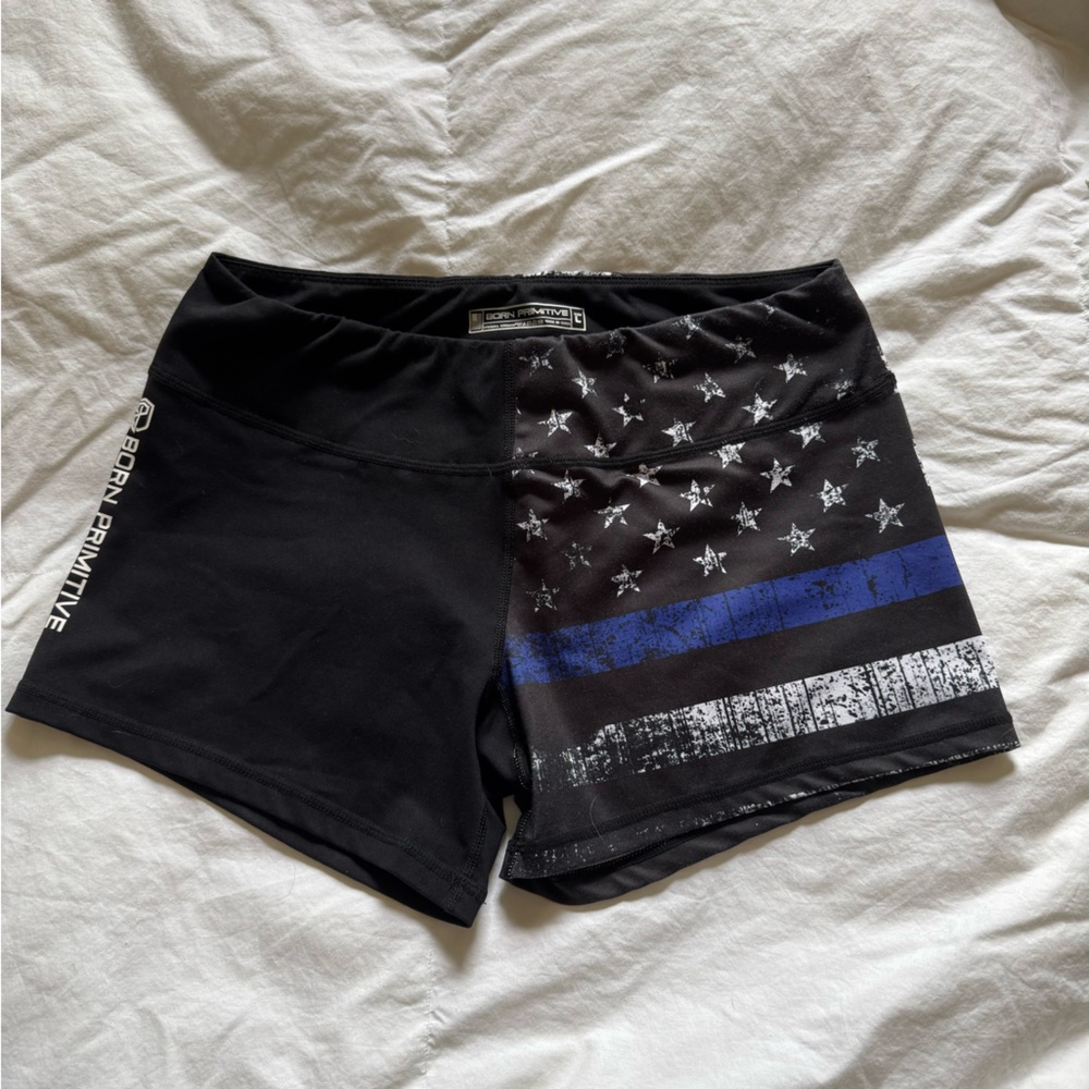 Born Primitive Black and Blue Star Stripe Shorts